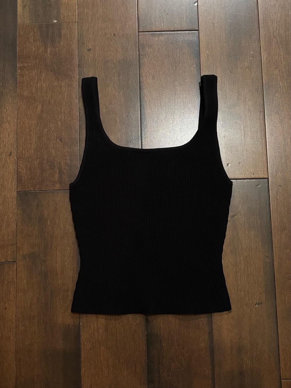 Babaton Black Ribbed Square-Neck Tank